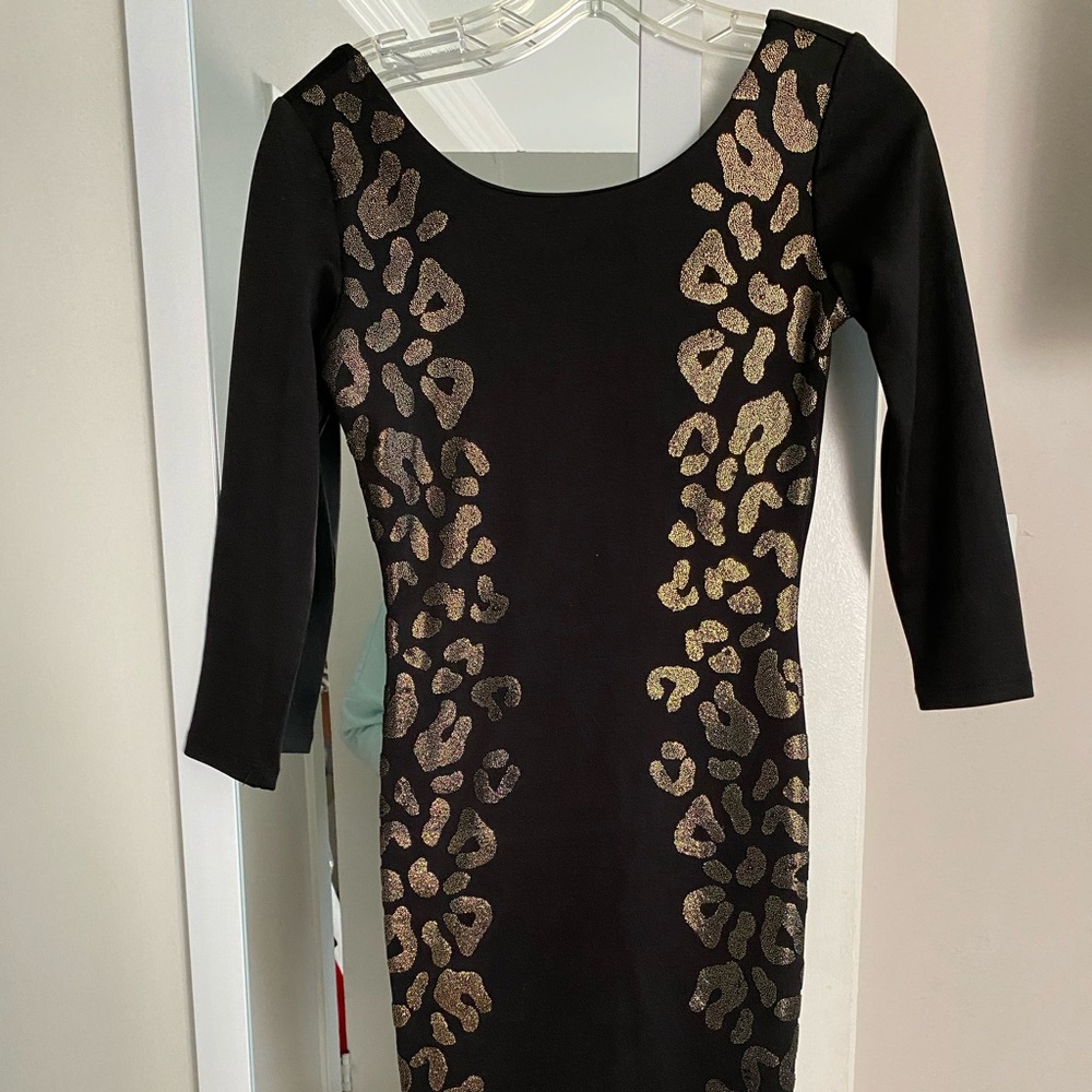 Black dress with gold sequin